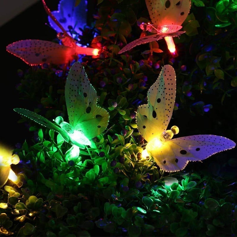 Berocia أضواء شمسية على شكل فراشة من بيروشيا، مقاومة للماء 12 LED أضواء خرافية شمسية للحديقة والفناء وزينة عيد الميلاد والحفلات والتخييم - Image 5